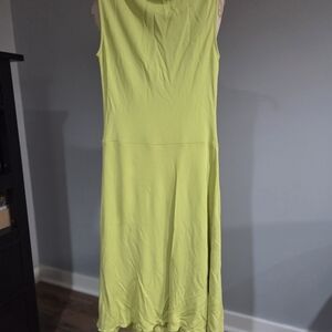 Diane Von Furstenberg Sleeveless Lime-Chartreuse Asymmetrical 3/4 Dress